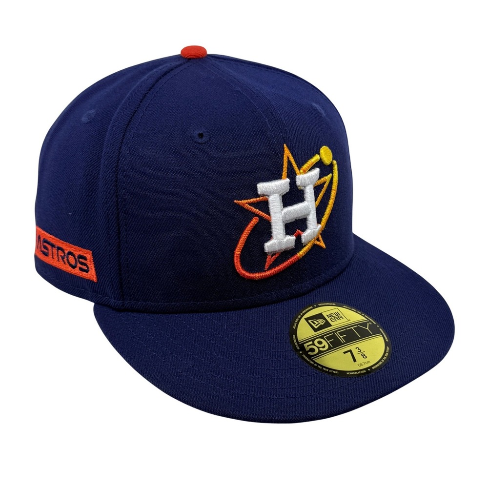 New Era Houston Astros Fitted Hat Mens 7 3/8 Navy Polyester Apollo 11 59FIFTY